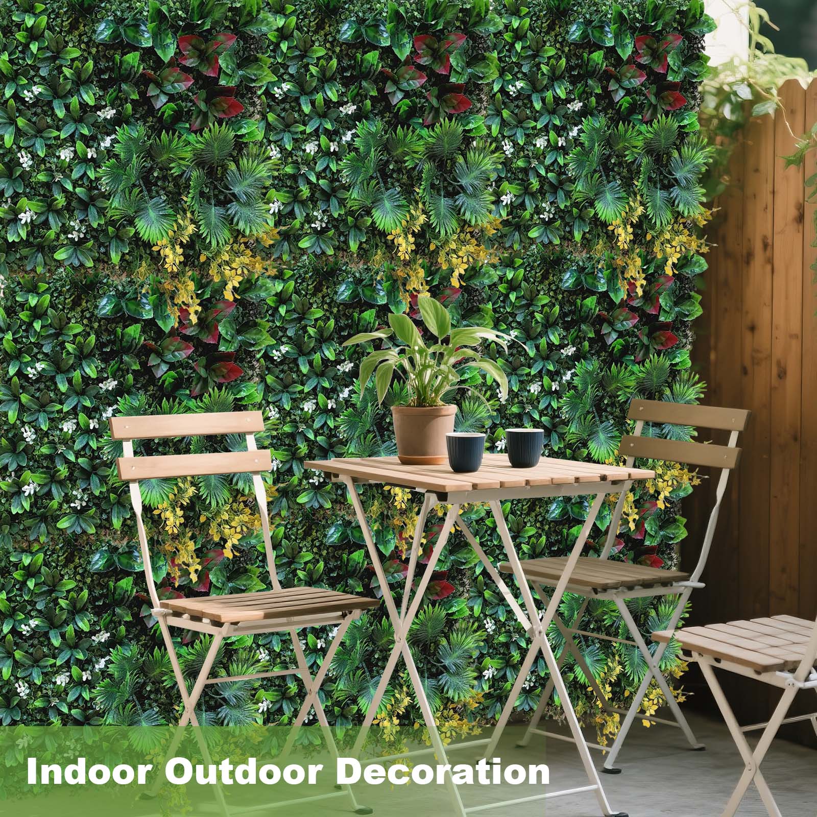 Pack de 6 paneles de muro vegetal artificial Garvee 50x50 cm en pared decorativa